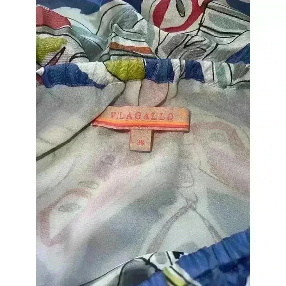 Vilagallo Watercolor Dragon Fly Print 100% Silk Dress Size 38 US Size 6-8 - Picture 7 of 9